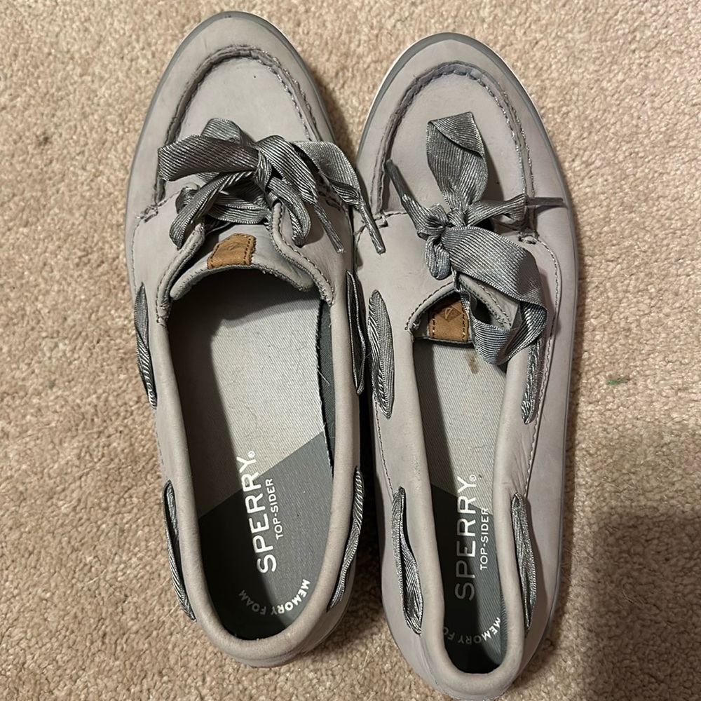 Sperry Top-Sider Sailor Boat Leather Sneaker - Nubuck Grey - Size 7 Women